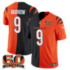 Cincinnati Bengals Joe Burrow Split Edition Vapor Jersey - All Stitched - Black Orange