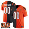 Cincinnati Bengals Split Edition Vapor Custom Jersey - All Stitched - Black Orange