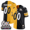 Pittsburgh Steelers Super Bowl Split Vapor Limited Custom Jersey - All Stitched - Black Yellow