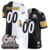 Pittsburgh Steelers Super Bowl Split Vapor Limited Custom Jersey - All Stitched - Black White
