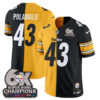 Pittsburgh Steelers Troy Polamalu Super Bowl Split Vapor Limited Jersey - All Stitched - Black Yellow