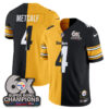 Pittsburgh Steelers DK Metcalf Super Bowl Split Vapor Limited Jersey - All Stitched - Black Yellow
