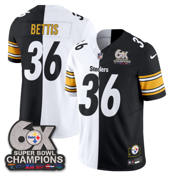 Pittsburgh Steelers Jerome Bettis Super Bowl Split Vapor Limited Jersey - All Stitched - Black White
