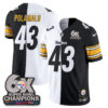 Pittsburgh Steelers Troy Polamalu Super Bowl Split Vapor Limited Jersey - All Stitched - Black White