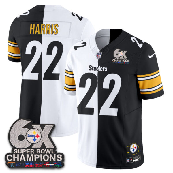 Pittsburgh Steelers Najee Harris Super Bowl Split Vapor Limited Jersey - All Stitched - Black White