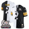 Pittsburgh Steelers Justin Fields Super Bowl Split Vapor Limited Jersey - All Stitched - Black White