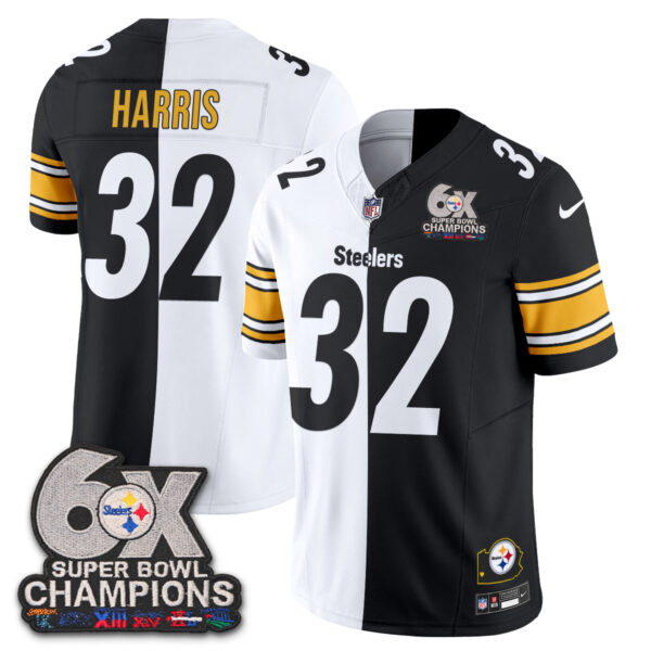 Pittsburgh Steelers Franco Harris Super Bowl Split Vapor Limited Jersey - All Stitched - Black White