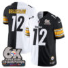 Pittsburgh Steelers Terry Bradshaw Super Bowl Split Vapor Limited Jersey - All Stitched - Black White