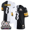 Pittsburgh Steelers Aaron Rodgers Super Bowl Split Vapor Limited Jersey - All Stitched - Black White