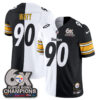 Pittsburgh Steelers T. J. Watt Super Bowl Split Vapor Limited Jersey - All Stitched - Black White