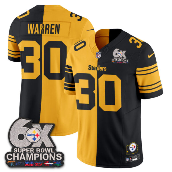 Pittsburgh Steelers Jaylen Warren Super Bowl Split Vapor Limited Jersey - All Stitched - Throwback