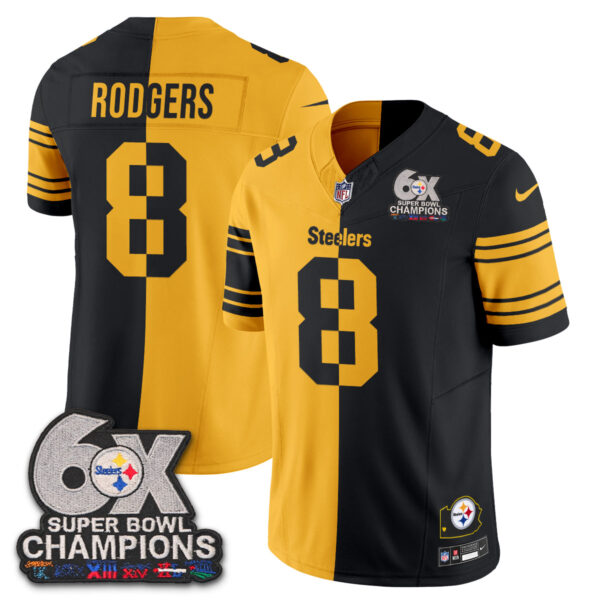 Pittsburgh Steelers Aaron Rodgers Super Bowl Split Vapor Limited Jersey - All Stitched - Throwback