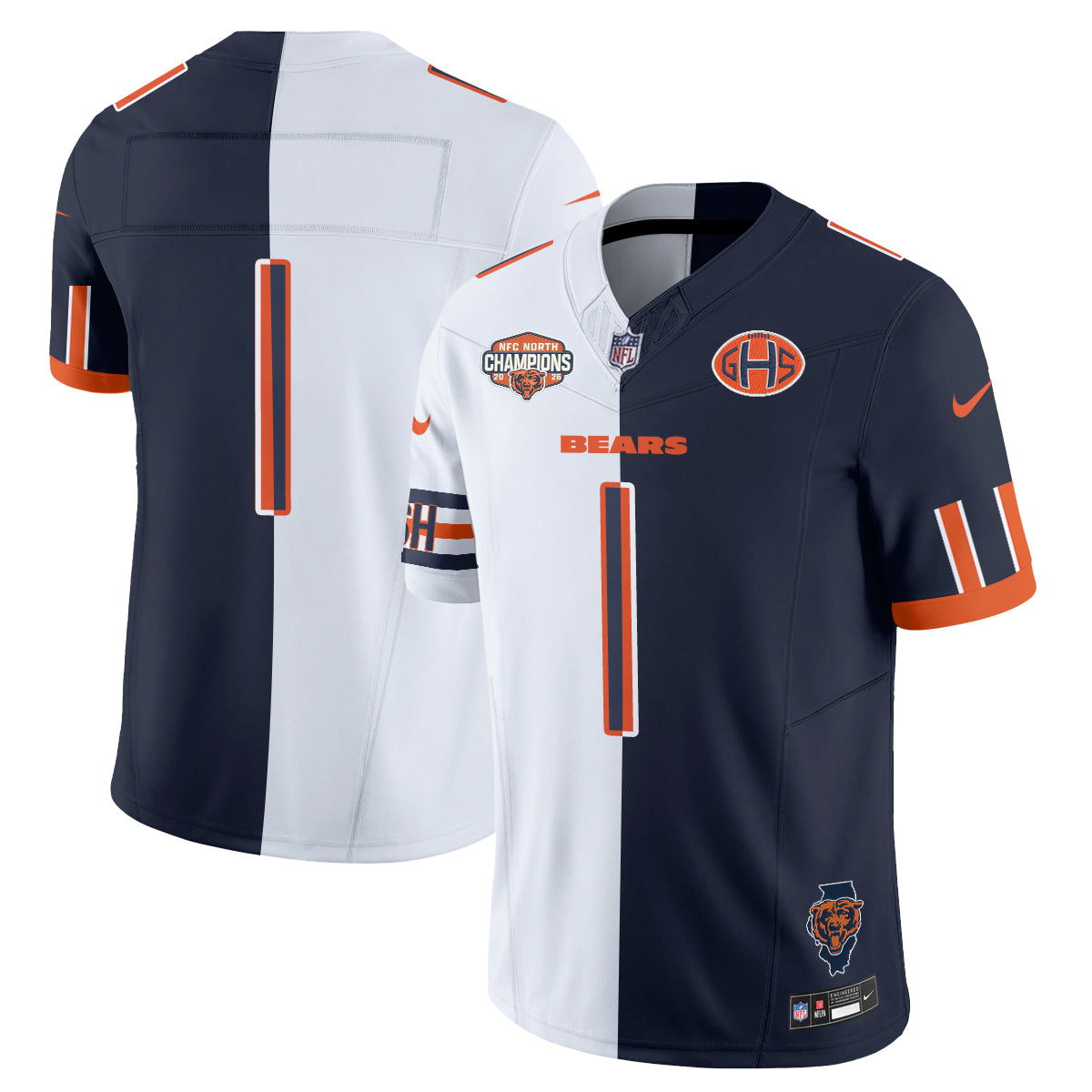 Chicago Bears Team 2026 Split Vapor Limited Jersey - All Stitched - White Rivalrie