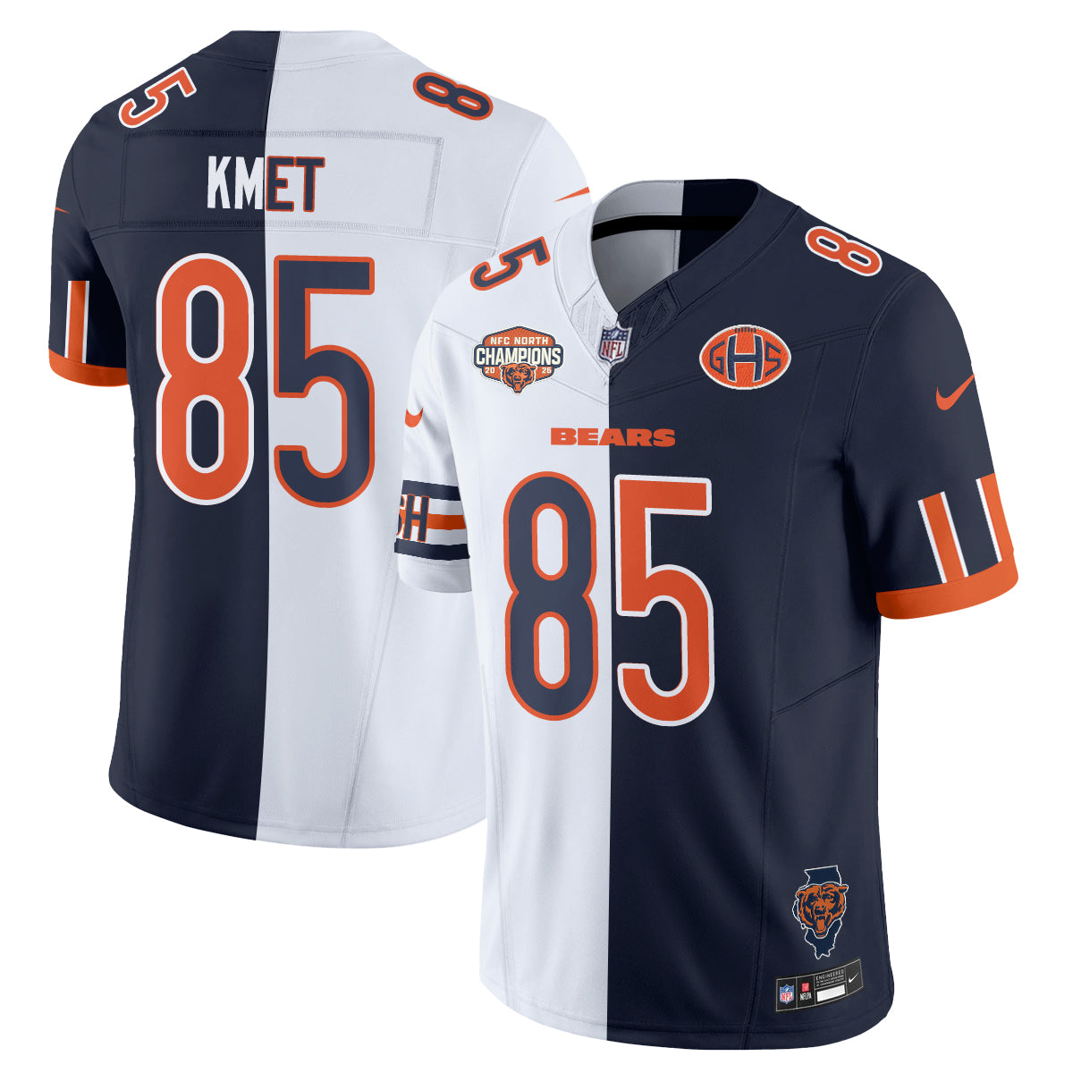 Chicago Bears Cole Kmet 2026 Split Vapor Limited Jersey - All Stitched - White Rivalrie
