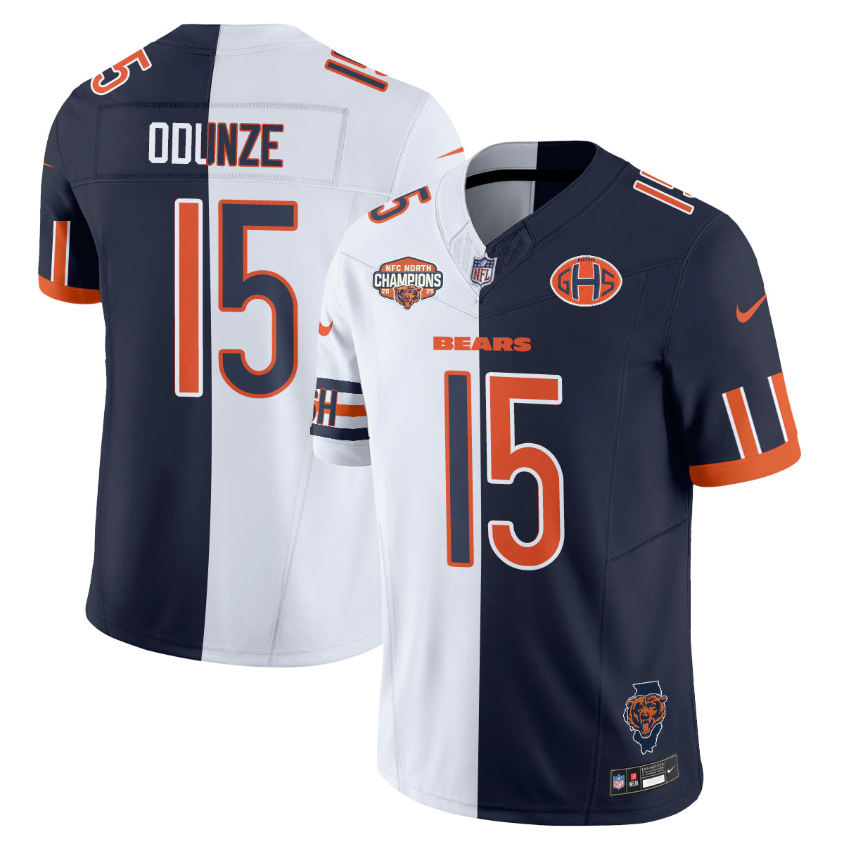 Chicago Bears Rome Odunze 2026 Split Vapor Limited Jersey - All Stitched - White Rivalrie