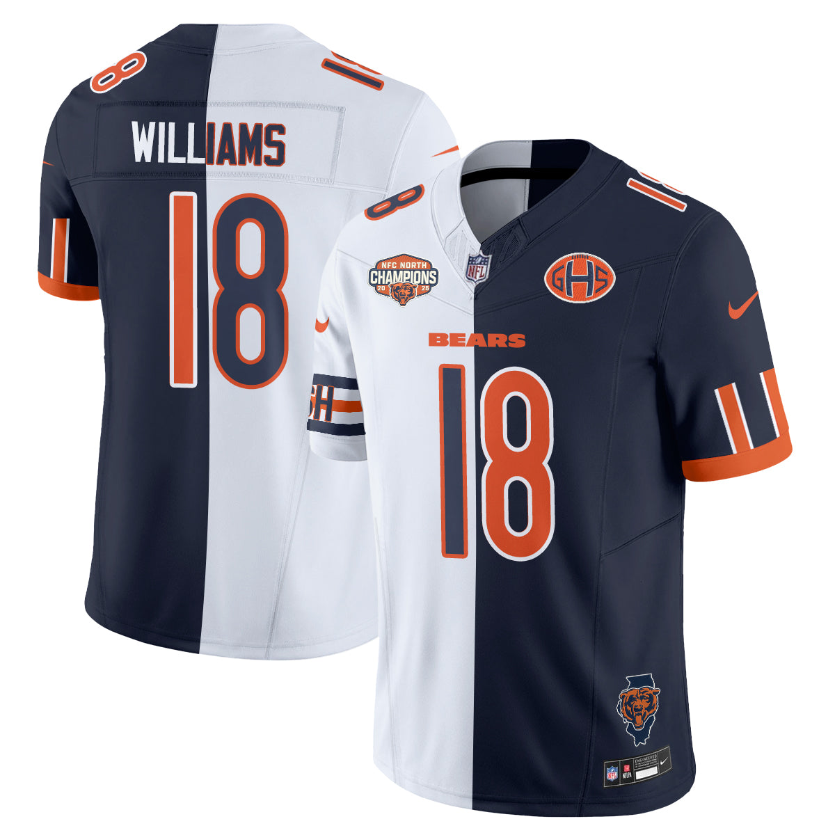 Chicago Bears Caleb Williams 2026 Split Vapor Limited Jersey - All Stitched - White Rivalrie