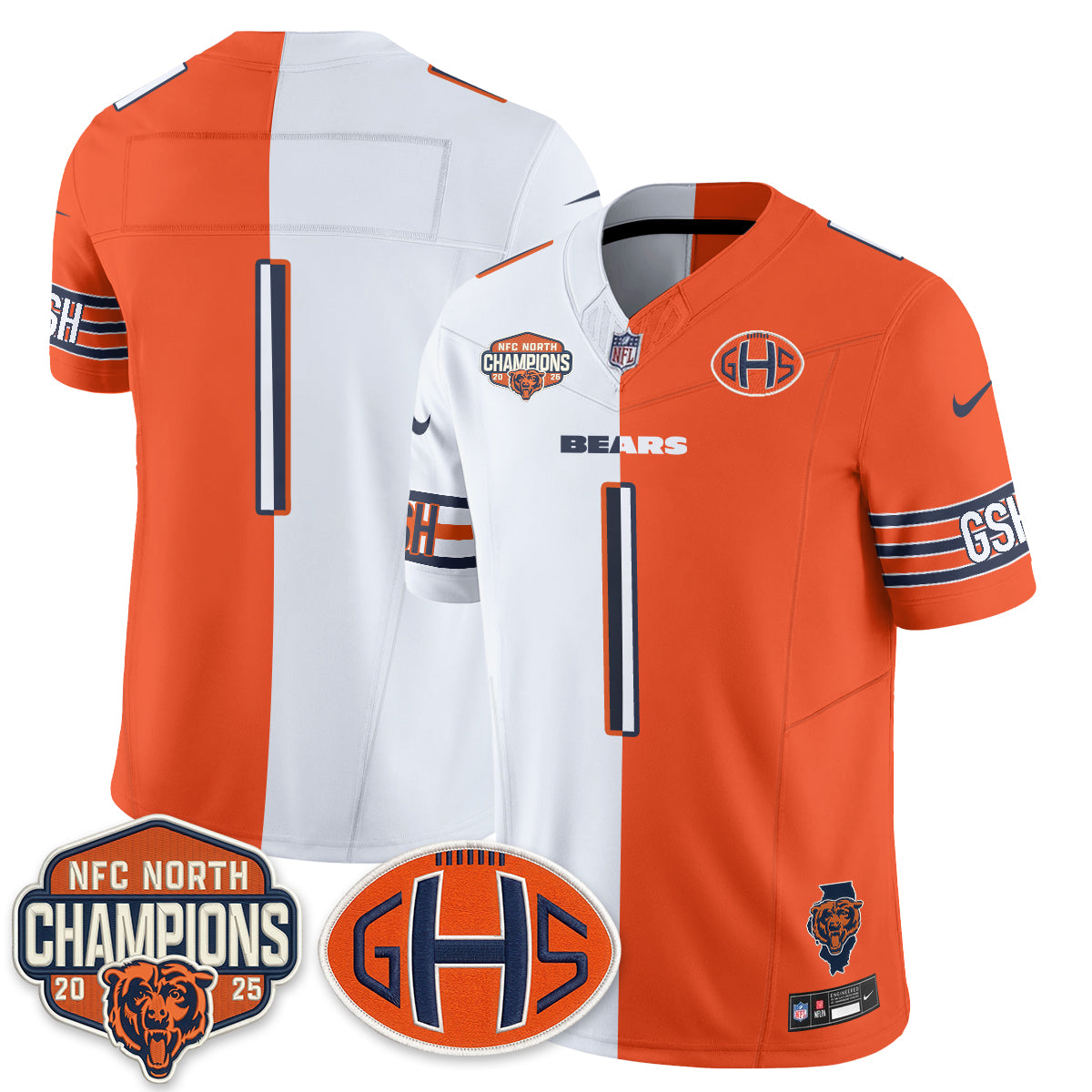 Chicago Bears Team 2026 Split Vapor Limited Jersey - All Stitched - Orange White