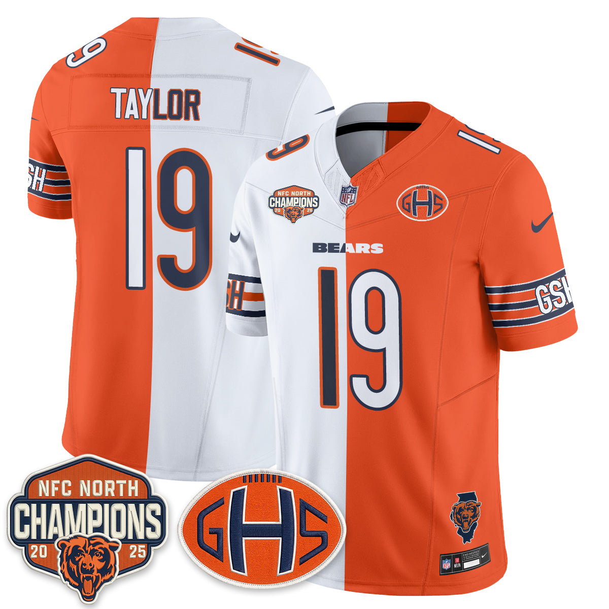 Chicago Bears Tory Taylor 2026 Split Vapor Limited Jersey - All Stitched - Orange White