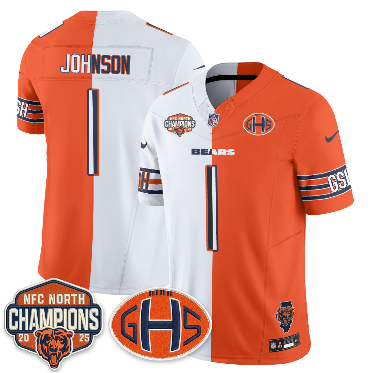 Chicago Bears Jaylon Johnson 2026 Split Vapor Limited Jersey - All Stitched - Orange White