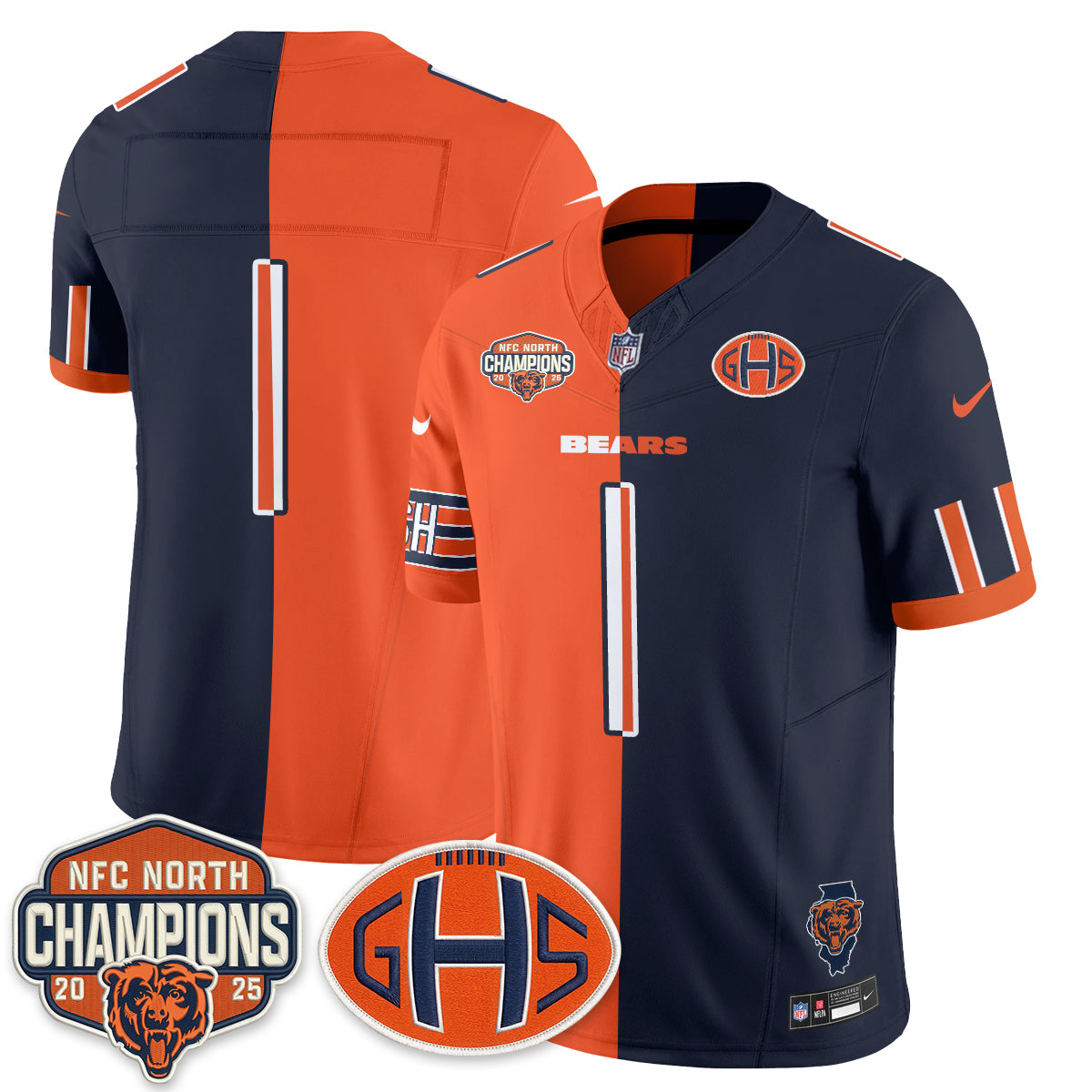 Chicago Bears Team 2026 Split Vapor Limited Jersey - All Stitched - Orange Rivalries