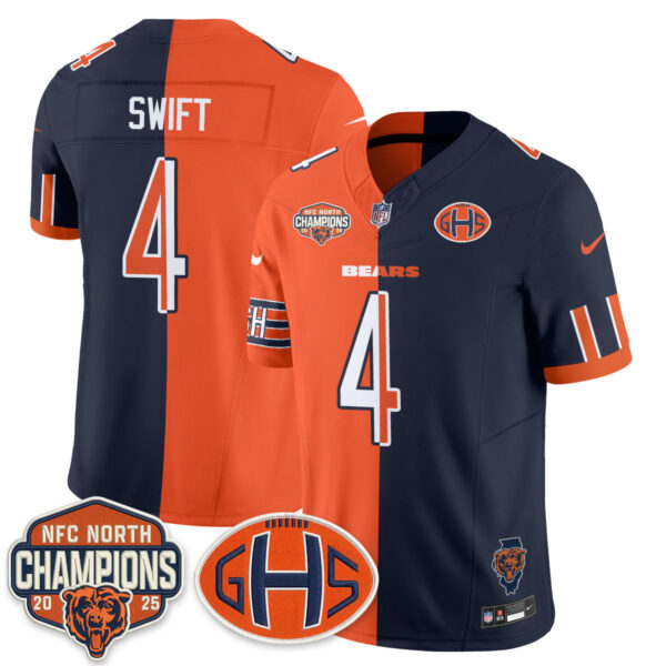 Chicago Bears D'Andre Swift 2026 Split Vapor Limited Jersey - All Stitched - Orange Rivalries