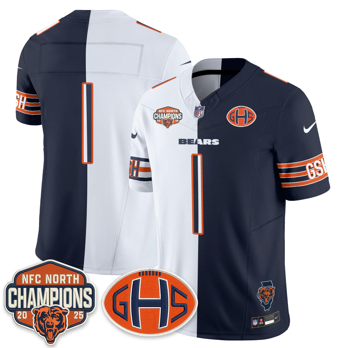 Chicago Bears Team 2026 Split Vapor Limited Jersey - All Stitched - Navy White