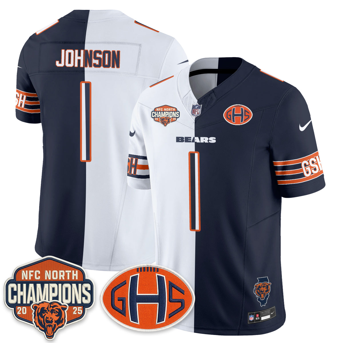 Chicago Bears Jaylon Johnson 2026 Split Vapor Limited Jersey - All Stitched - Navy White