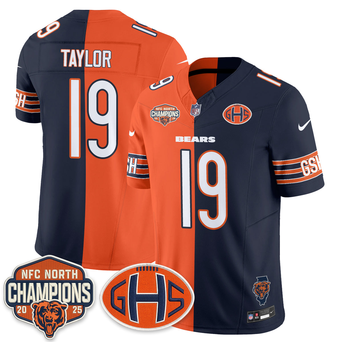 Chicago Bears Tory Taylor 2026 Split Vapor Limited Jersey - All Stitched - Navy Orange