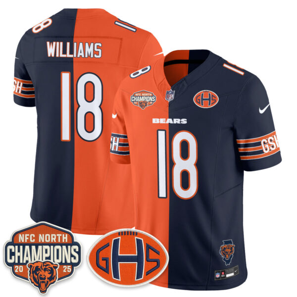 Chicago Bears Caleb Williams 2026 Split Vapor Limited Jersey - All Stitched - Navy Orange