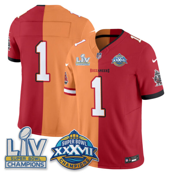 Tampa Bay Buccaneers Team Super Bowl Split Vapor Limited Jersey - All Stitched - Red Creamsicle