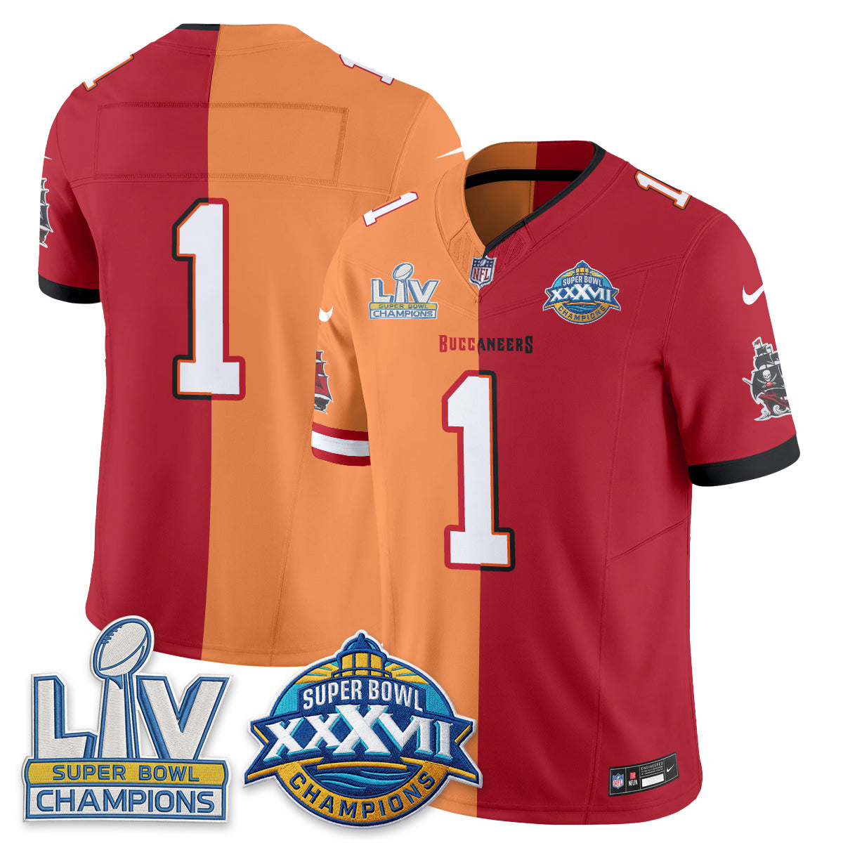 Tampa Bay Buccaneers Team Super Bowl Split Vapor Limited Jersey - All Stitched - Red Creamsicle