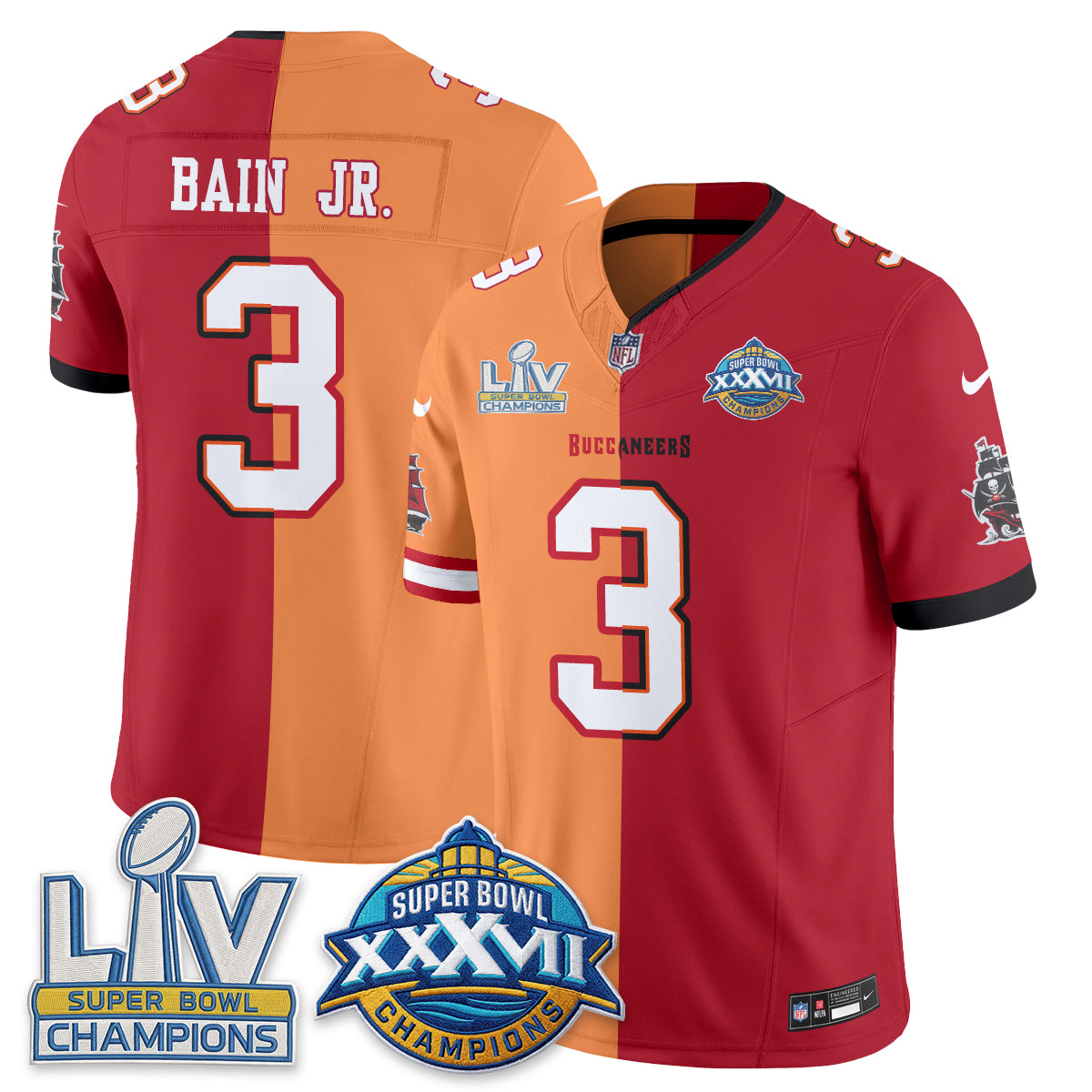 Tampa Bay Buccaneers Rueben Bain Jr. Super Bowl Split Vapor Limited Jersey - All Stitched - Red Creamsicle