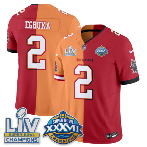 Tampa Bay Buccaneers Emeka Egbuka Super Bowl Split Vapor Limited Jersey - All Stitched - Red Creamsicle