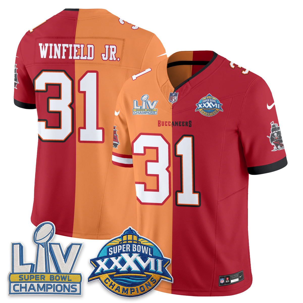 Tampa Bay Buccaneers Antoine Winfield Jr. Super Bowl Split Vapor Limited Jersey - All Stitched - Red Creamsicle