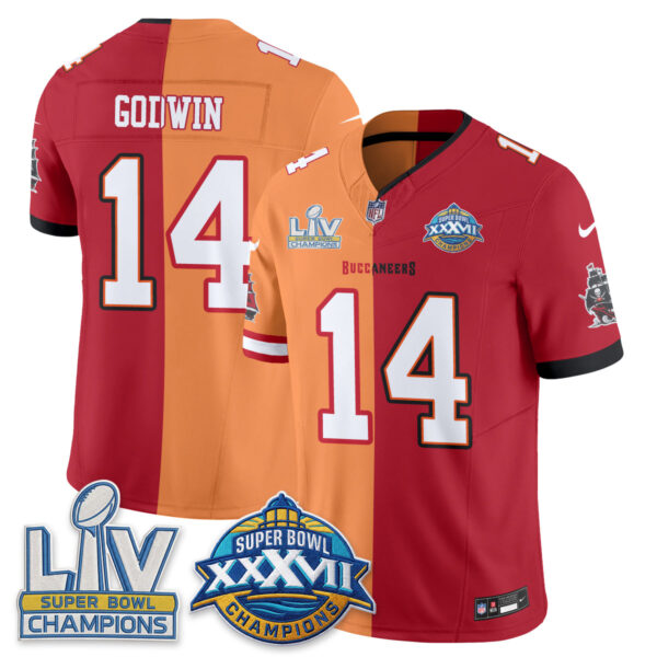 Tampa Bay Buccaneers Chris Godwin Super Bowl Split Vapor Limited Jersey - All Stitched - Red Creamsicle