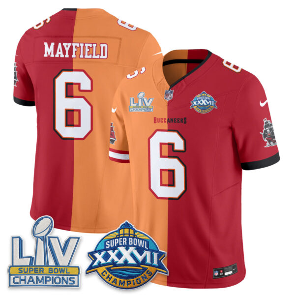 Tampa Bay Buccaneers Baker Mayfield Super Bowl Split Vapor Limited Jersey - All Stitched - Red Creamsicle