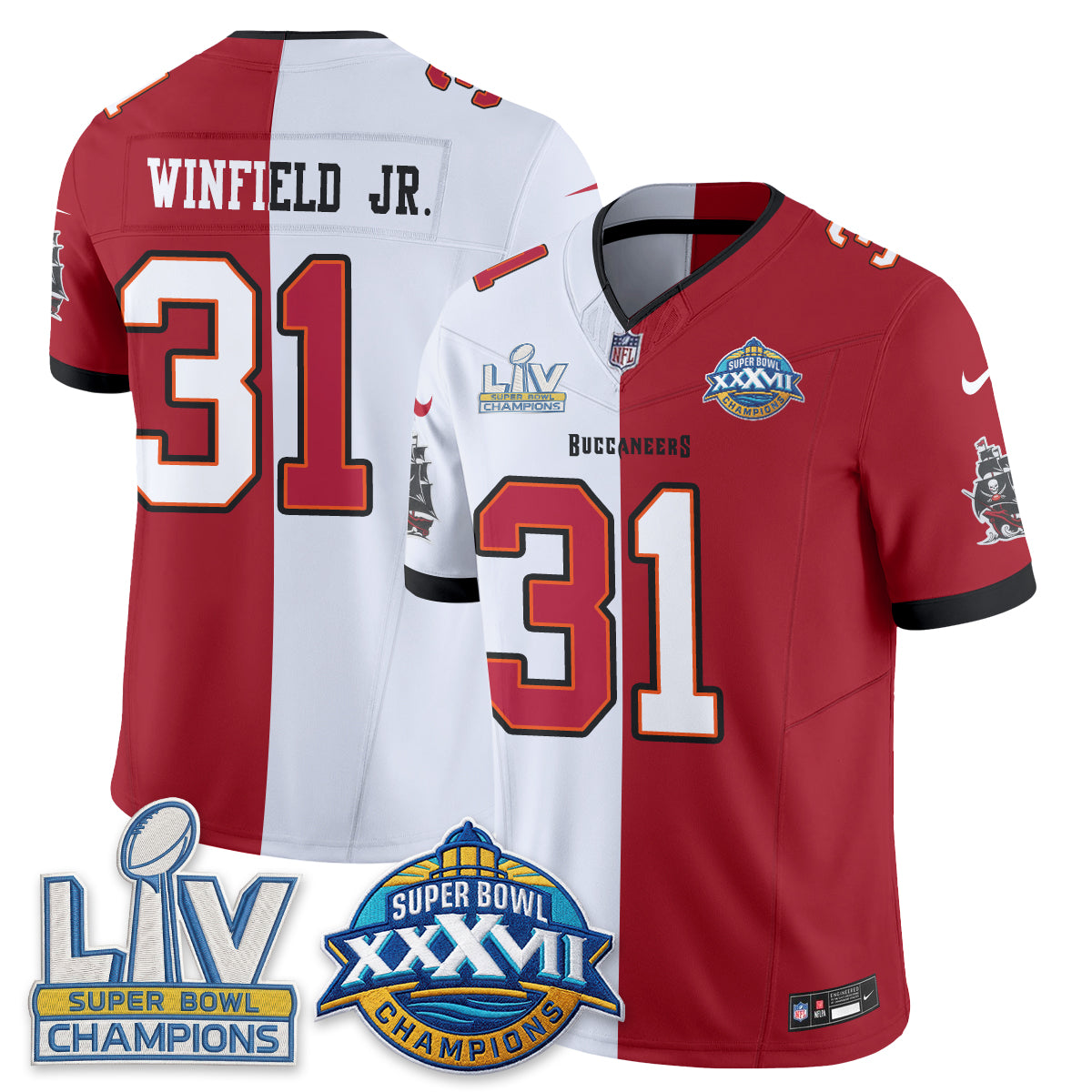 Tampa Bay Buccaneers Antoine Winfield Jr. Super Bowl Split Vapor Limited Jersey - All Stitched - White Red