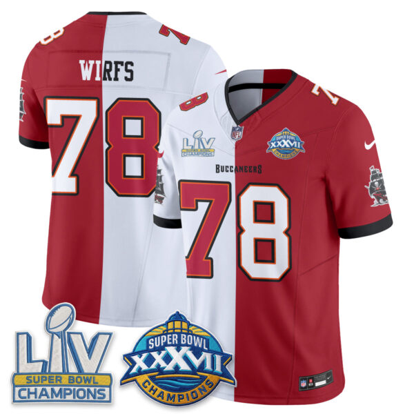 Tampa Bay Buccaneers Tristan Wirfs Super Bowl Split Vapor Limited Jersey - All Stitched - White Red