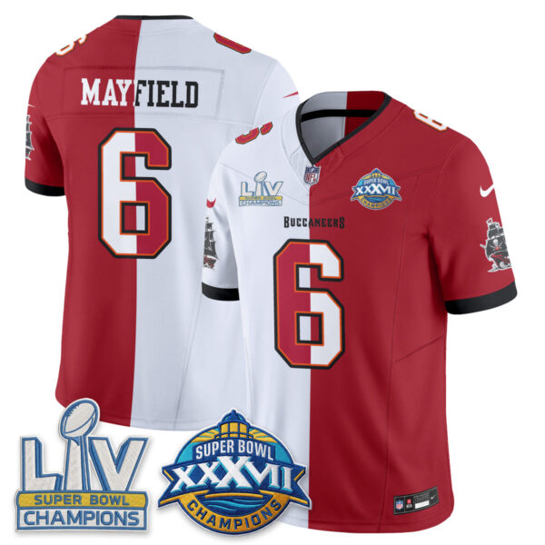 Tampa Bay Buccaneers Baker Mayfield Super Bowl Split Vapor Limited Jersey - All Stitched - White Red