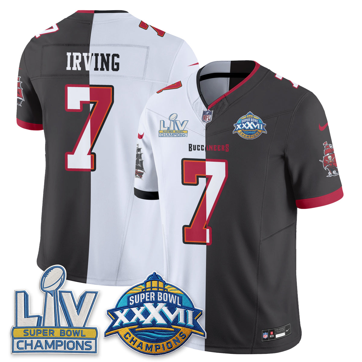 Tampa Bay Buccaneers Bucky Irving Super Bowl Split Vapor Limited Jersey - All Stitched - White Pewter