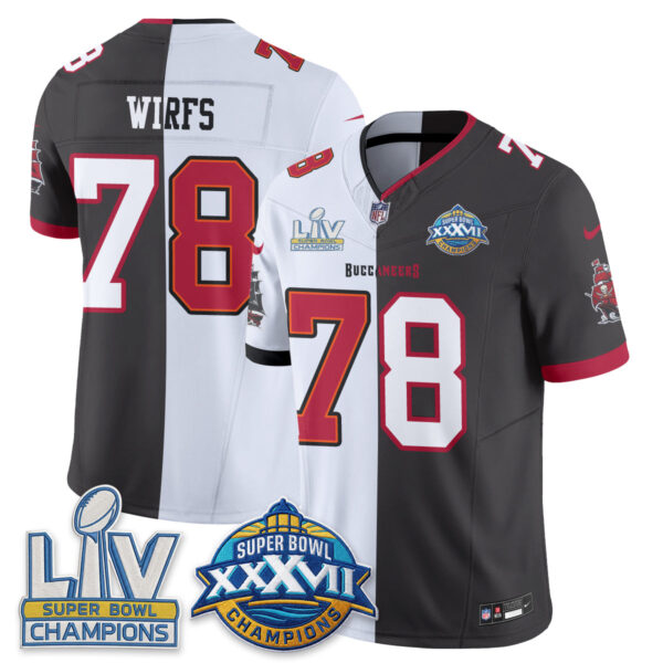 Tampa Bay Buccaneers Tristan Wirfs Super Bowl Split Vapor Limited Jersey - All Stitched - White Pewter