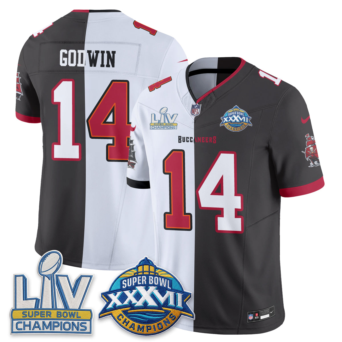 Tampa Bay Buccaneers Chris Godwin Super Bowl Split Vapor Limited Jersey - All Stitched - White Pewter