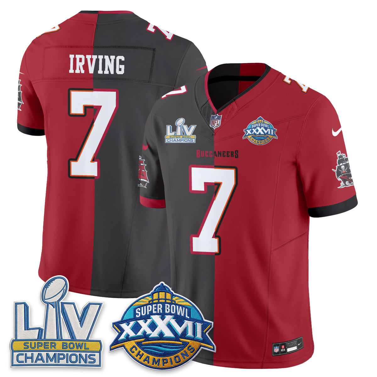 Tampa Bay Buccaneers Bucky Irving Super Bowl Split Vapor Limited Jersey - All Stitched - Red Pewter