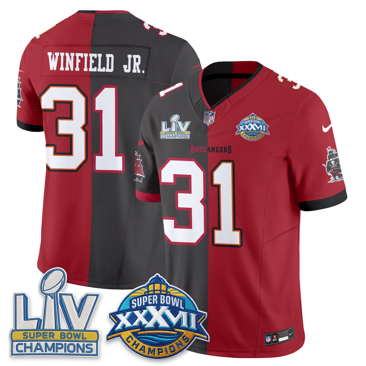 Tampa Bay Buccaneers Antoine Winfield Jr. Super Bowl Split Vapor Limited Jersey - All Stitched - Red Pewter