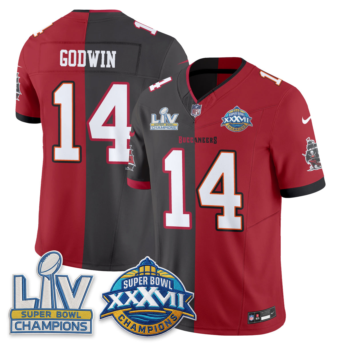 Tampa Bay Buccaneers Chris Godwin Super Bowl Split Vapor Limited Jersey - All Stitched - Red Pewter