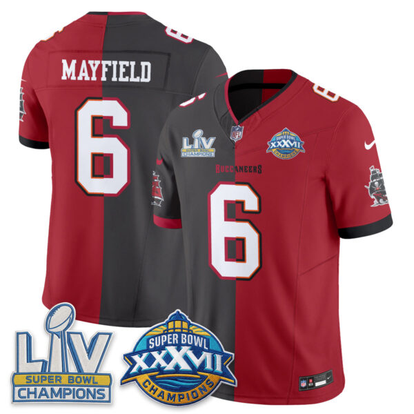Tampa Bay Buccaneers Baker Mayfield Super Bowl Split Vapor Limited Jersey - All Stitched - Red Pewter