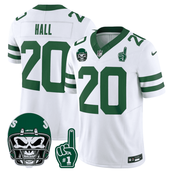 New York Jets Breece Hall 1980s Throwback Number 1 Patch Limited Jersey - All Stitched