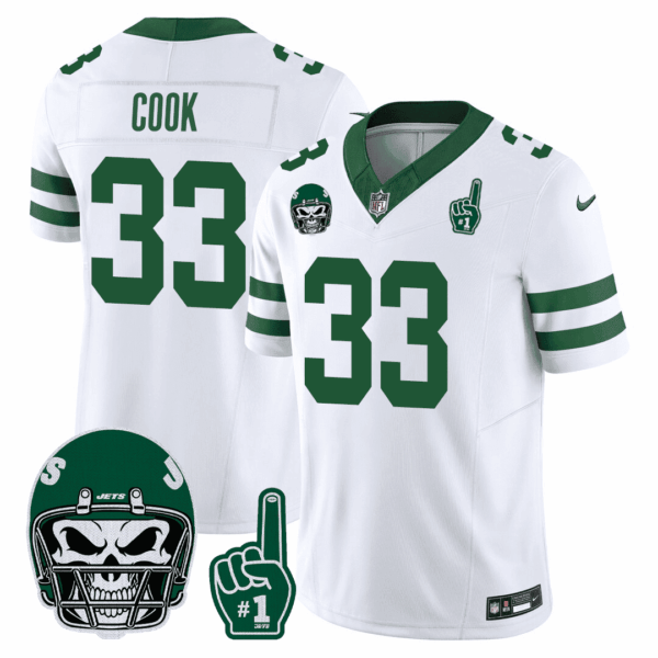 New York Jets Dalvin Cook 1980s Throwback Number 1 Patch Limited Jersey - All Stitched