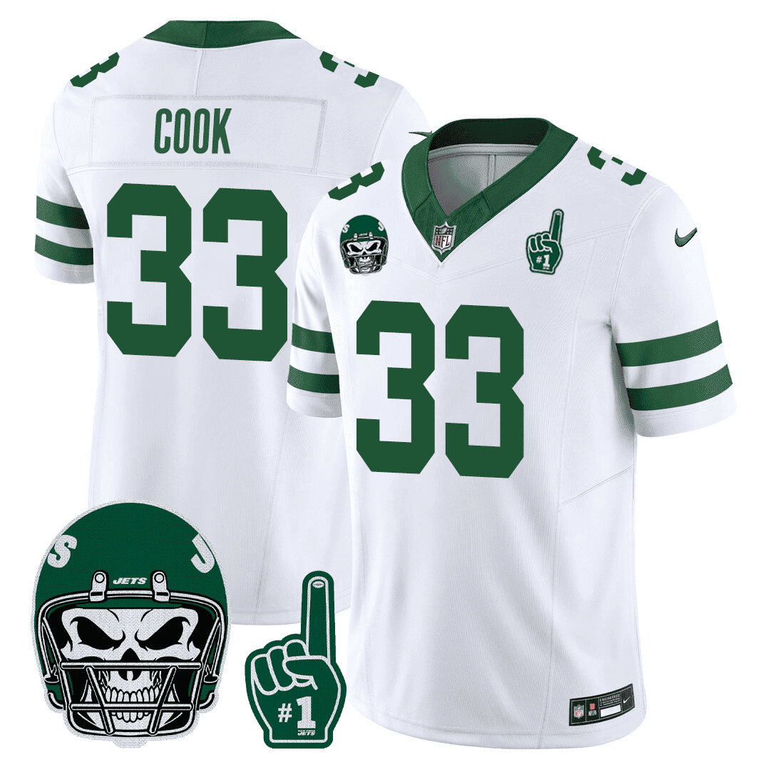 New York Jets Dalvin Cook 1980s Throwback Number 1 Patch Limited Jersey - All Stitched