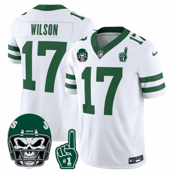 New York Jets Garrett Wilson 1980s Throwback Number 1 Patch Limited Jersey - All Stitched